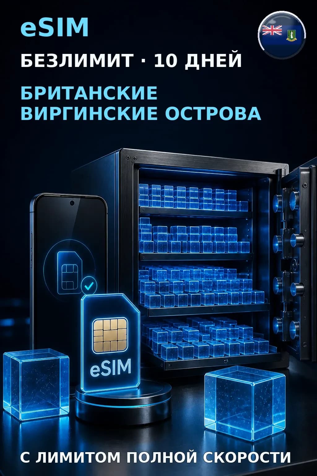 eSIM Британские Виргинские Острова — БЕЗЛИМИТ, 10 дней — интернет