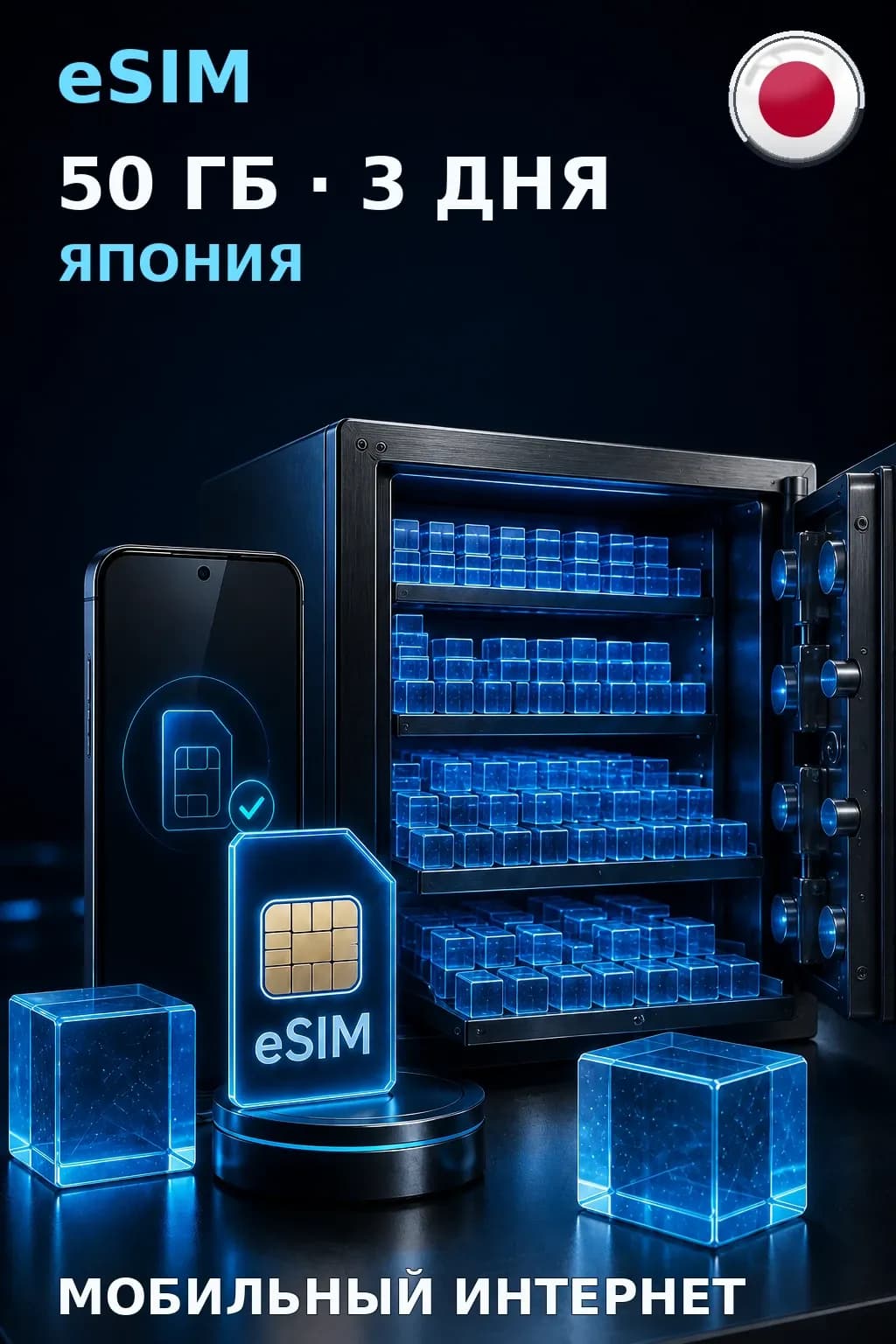 eSIM Япония — 50 ГБ, 3 дня — интернет