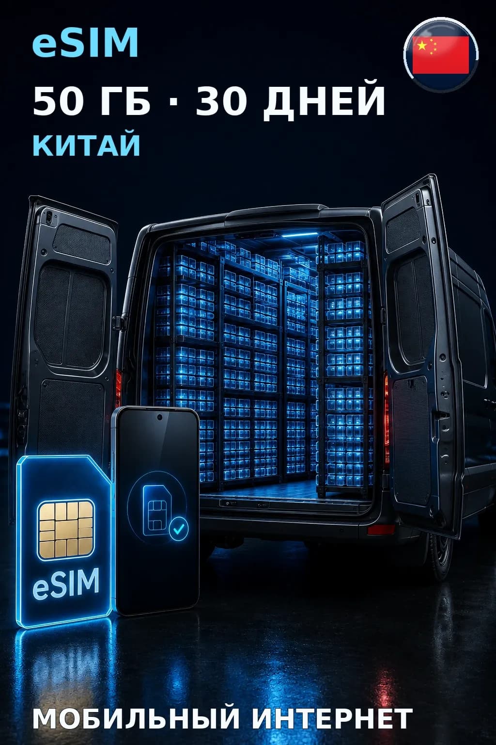 eSIM Китай — 50 ГБ, 30 дней — интернет