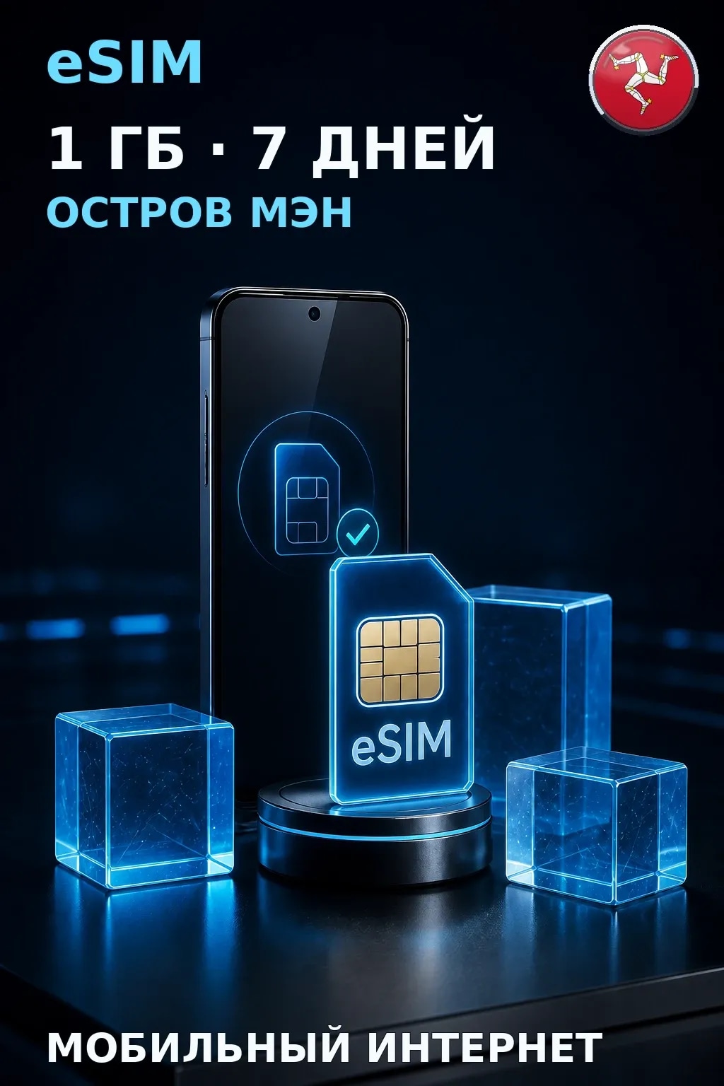 eSIM Остров Мэн — 1 ГБ, 7 дней — интернет