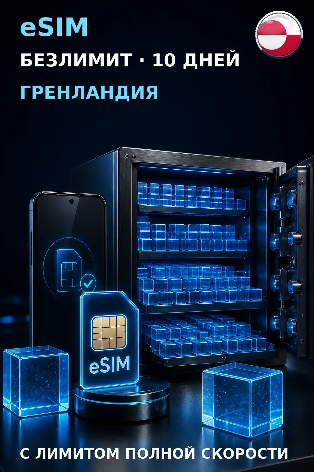eSIM Гренландия — БЕЗЛИМИТ, 10 дней — интернет