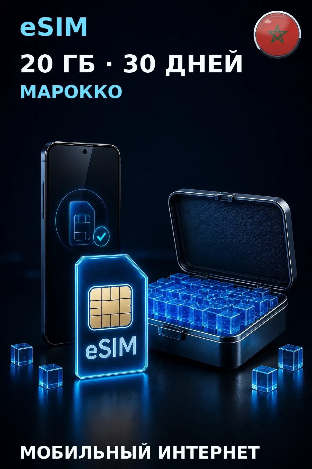 eSIM Марокко — 20 ГБ, 30 дней — интернет