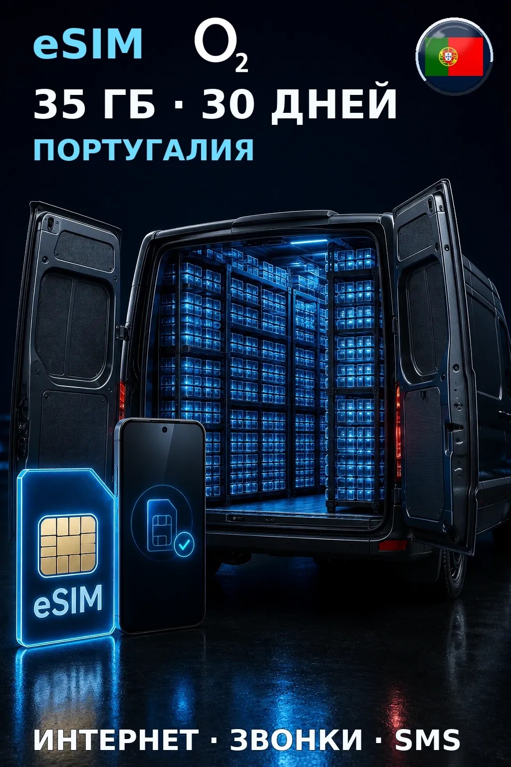 eSIM Португалия — 35 ГБ, 30 дней — интернет, звонки и SMS