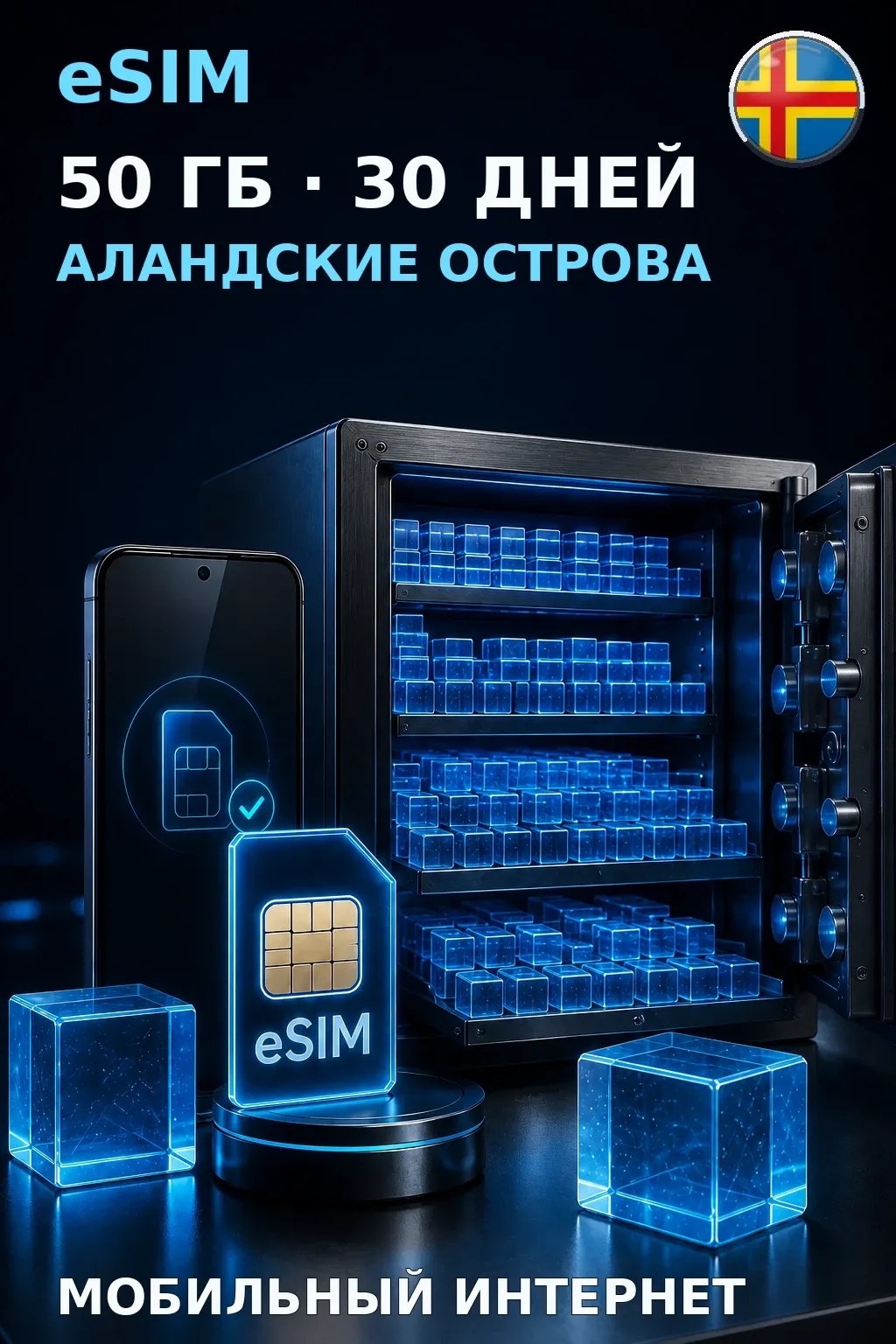 eSIM Аландские Острова — 50 ГБ, 30 дней — интернет