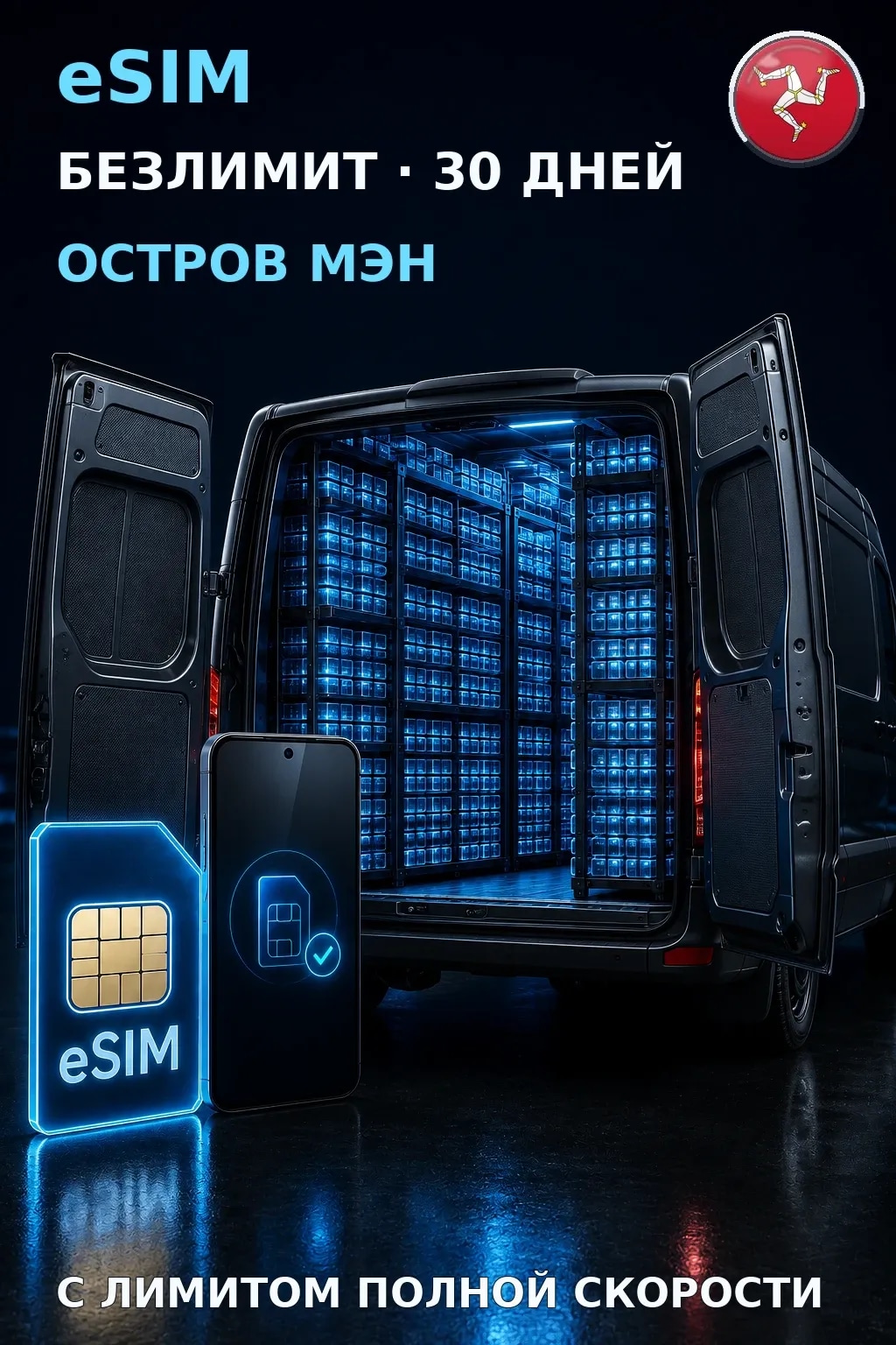 eSIM Остров Мэн — БЕЗЛИМИТ, 30 дней — интернет