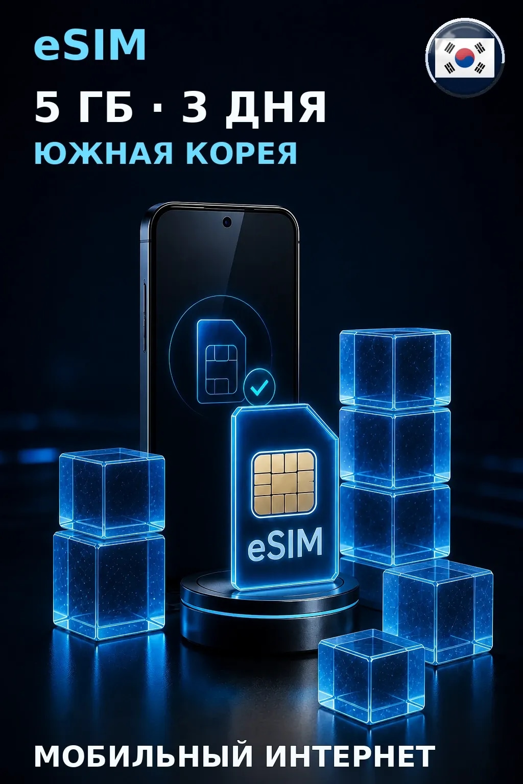 eSIM Южная Корея — 5 ГБ, 3 дня — интернет
