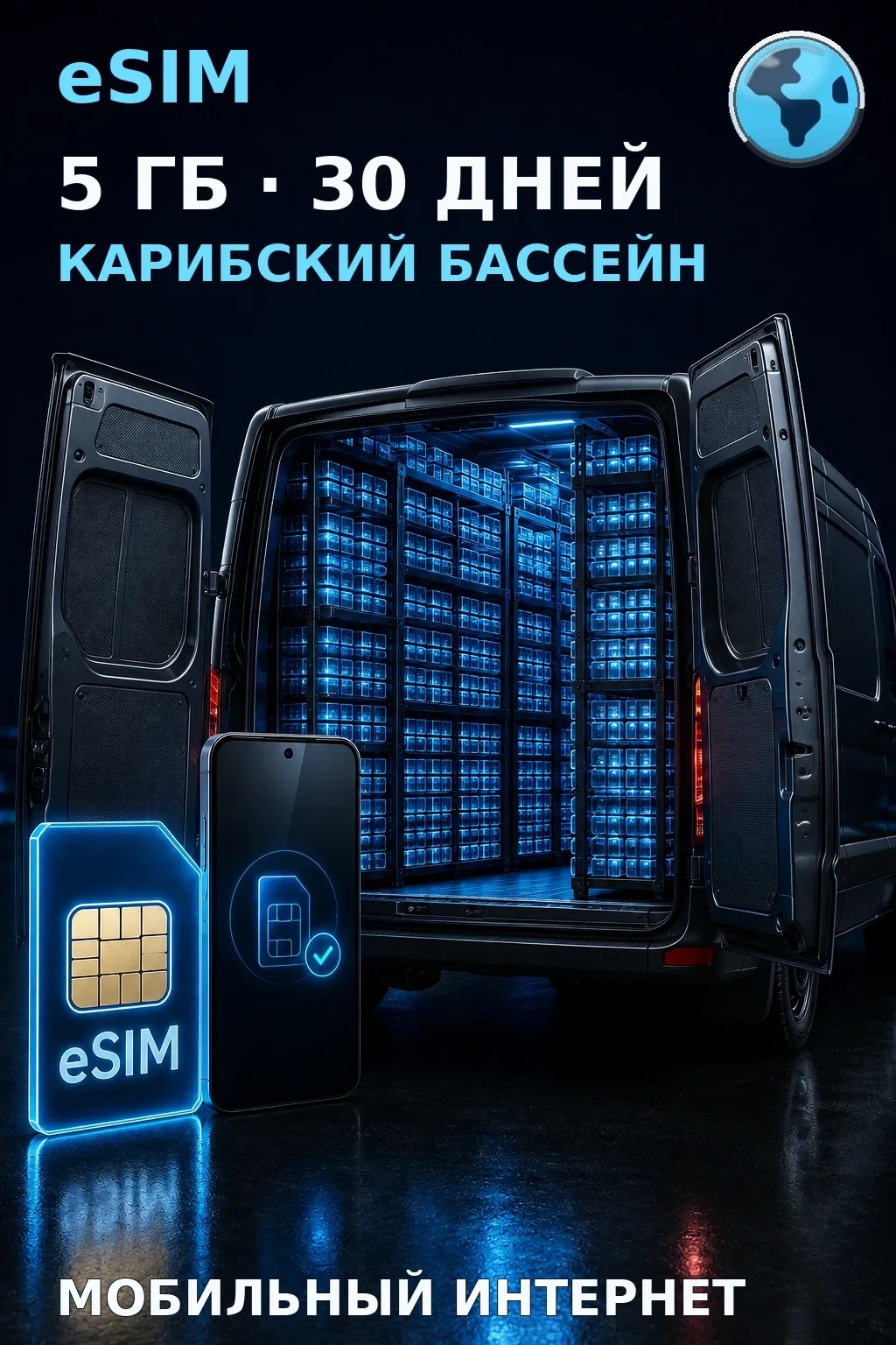 eSIM Карибский Бассeйн — 5 ГБ, 30 дней — интернет