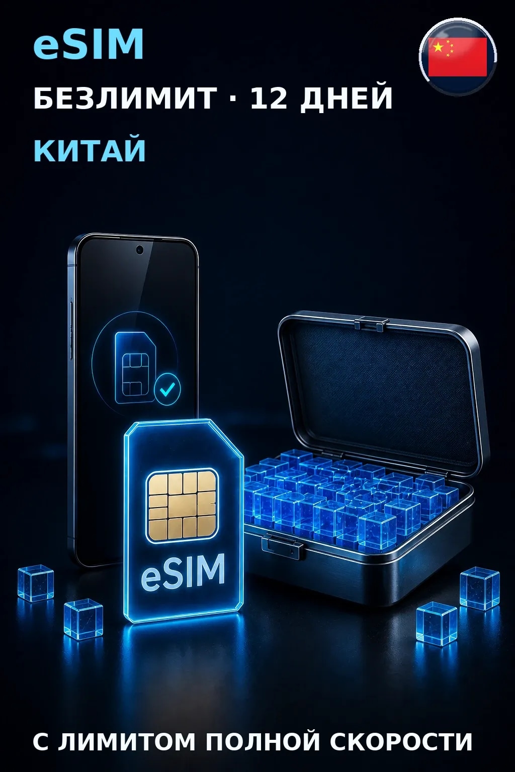 eSIM Китай — БЕЗЛИМИТ, 12 дней — интернет