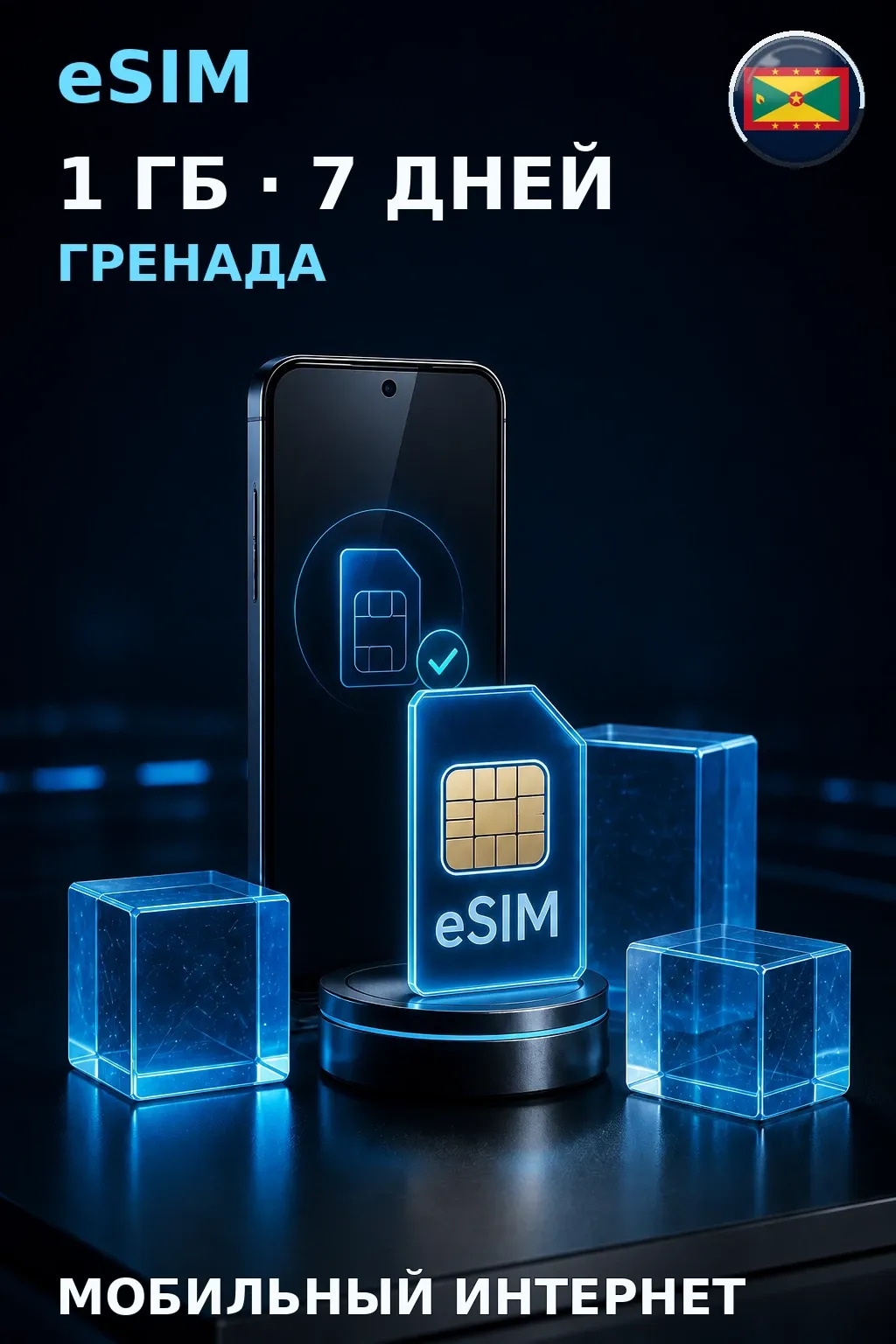 eSIM Гренада — 1 ГБ, 7 дней — интернет