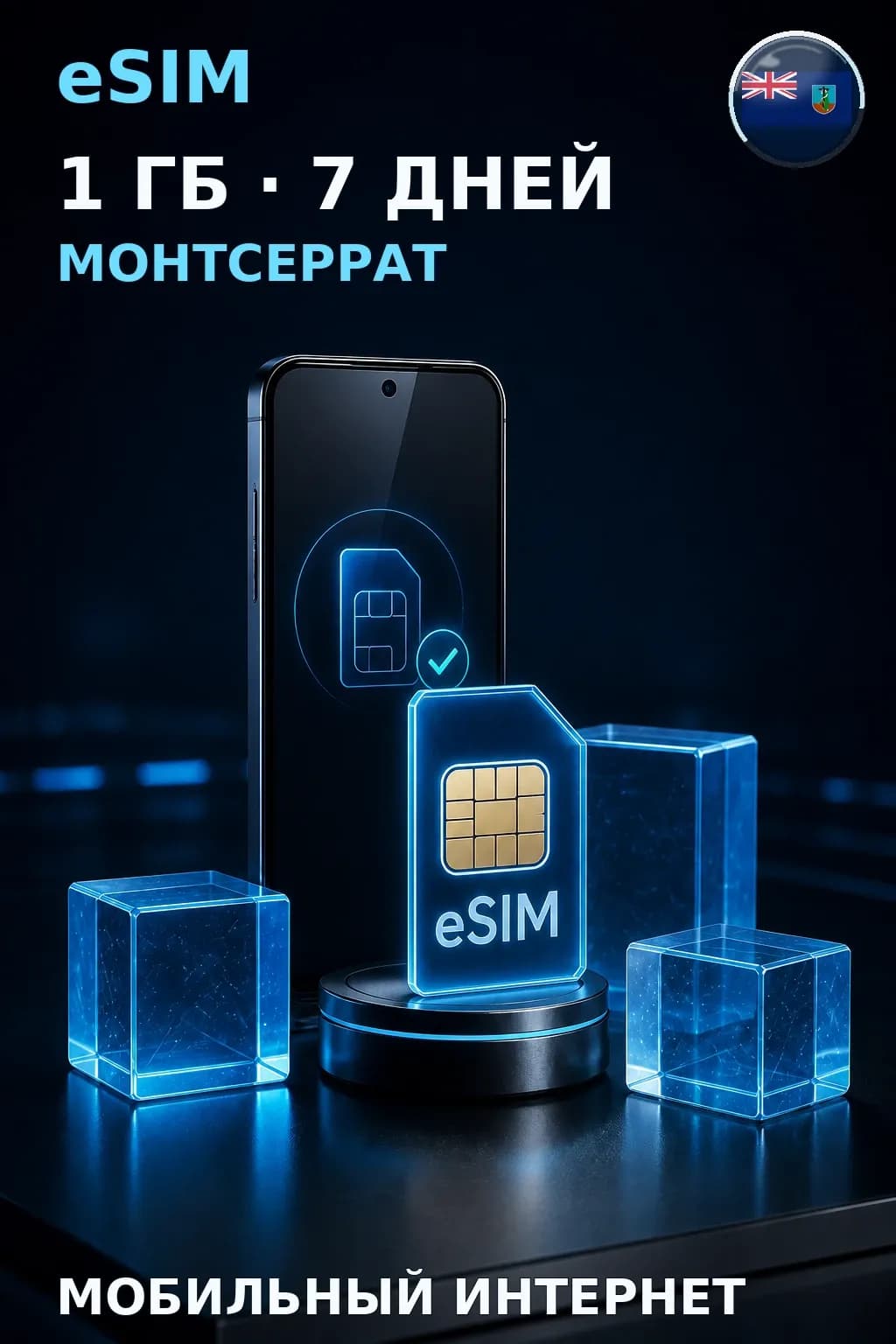 eSIM Монтсеррат — 1 ГБ, 7 дней — интернет
