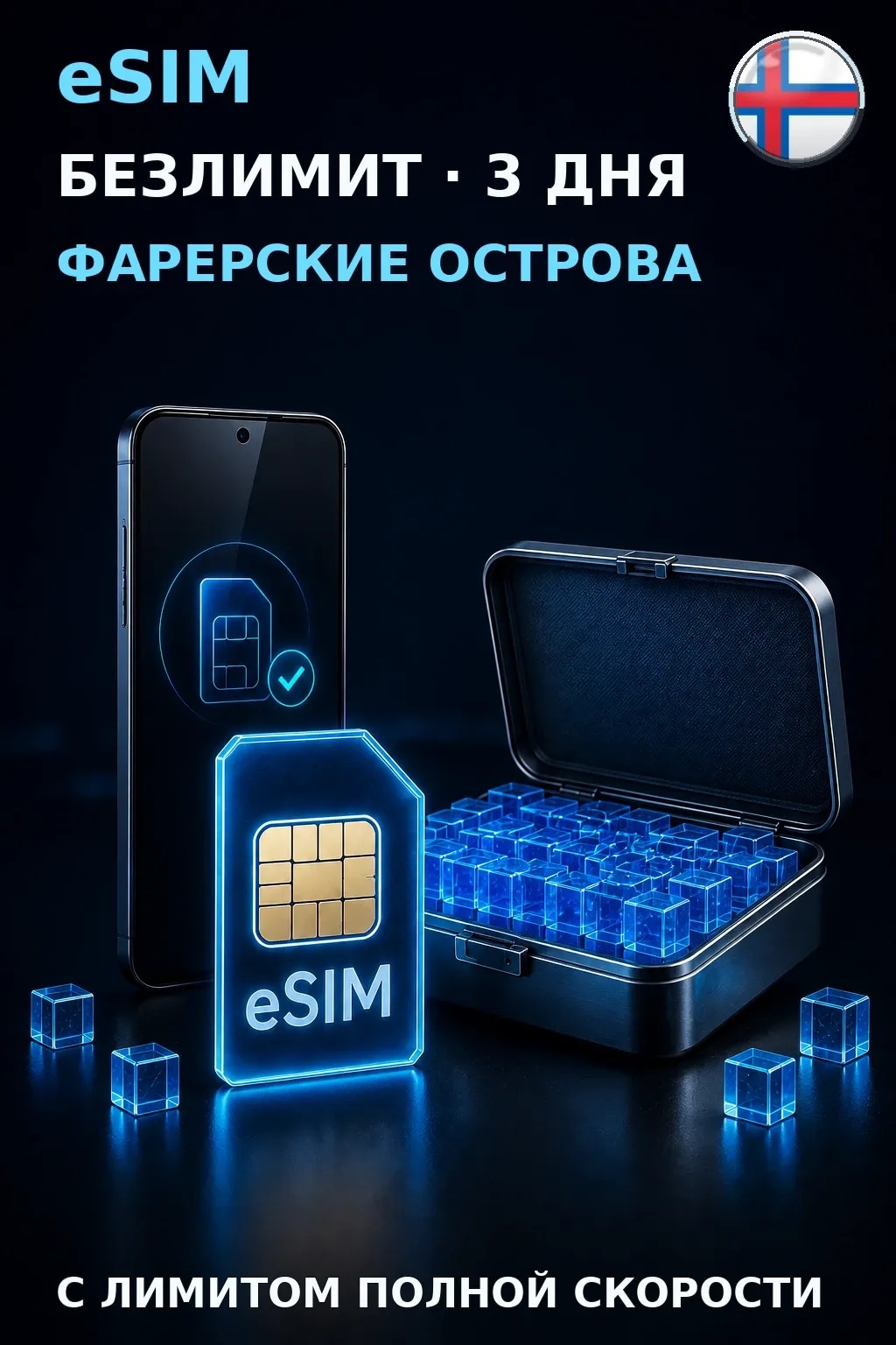 eSIM Фарерские Острова — БЕЗЛИМИТ, 3 дня — интернет