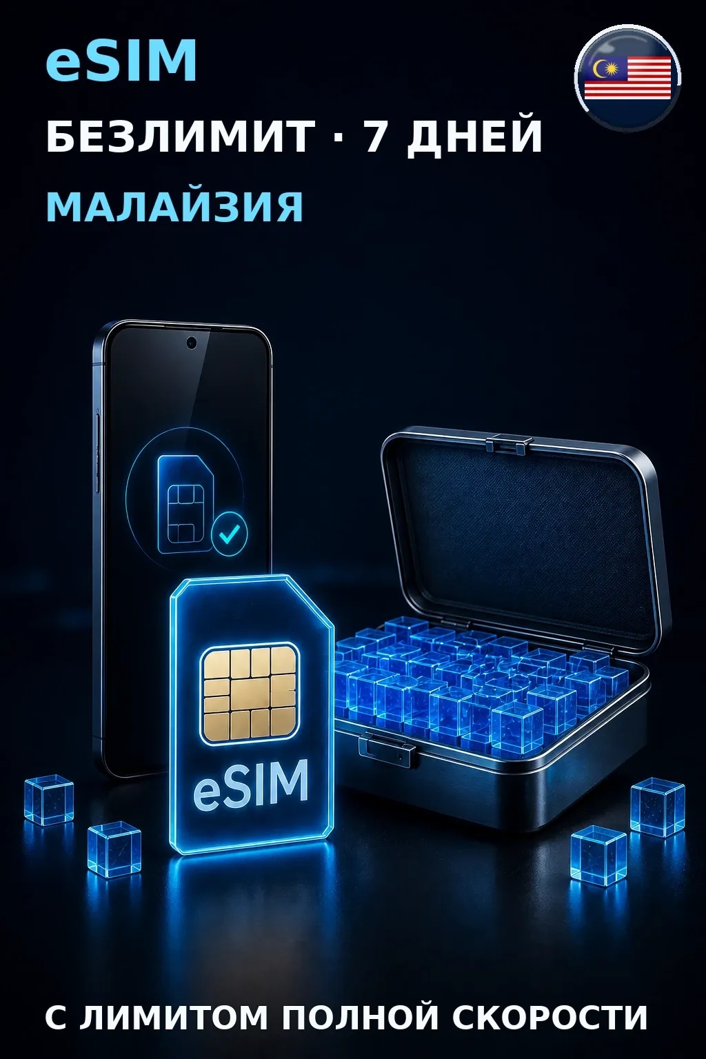 eSIM Малайзия — БЕЗЛИМИТ, 7 дней — интернет