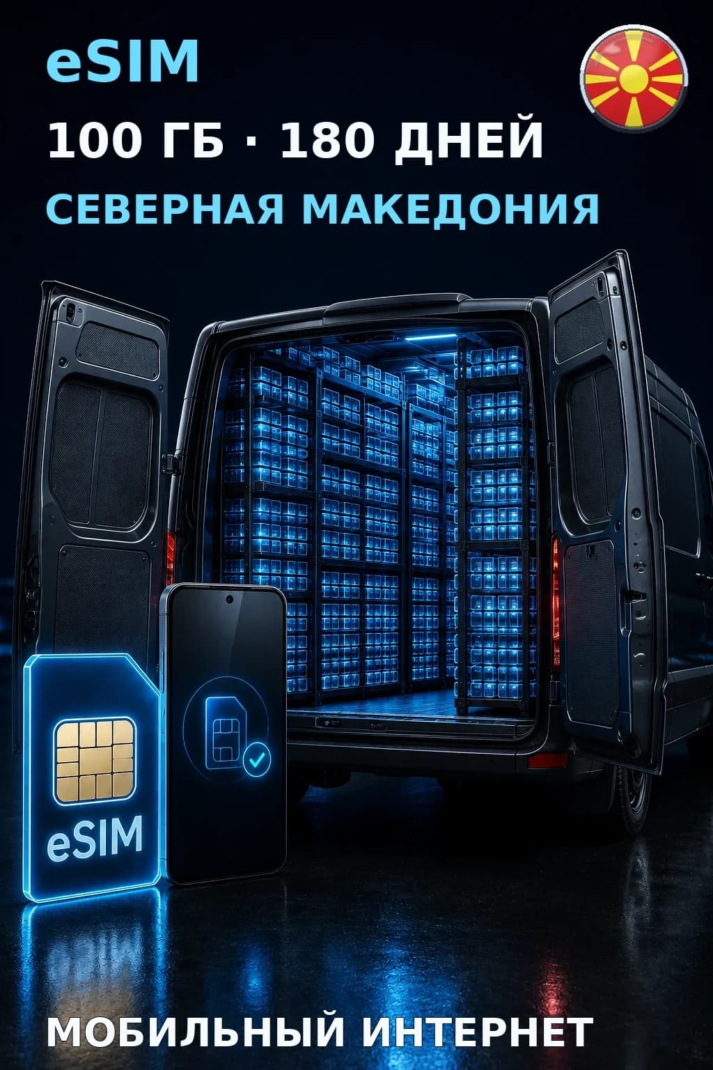 eSIM Северная Македония — 100 ГБ, 180 дней — интернет