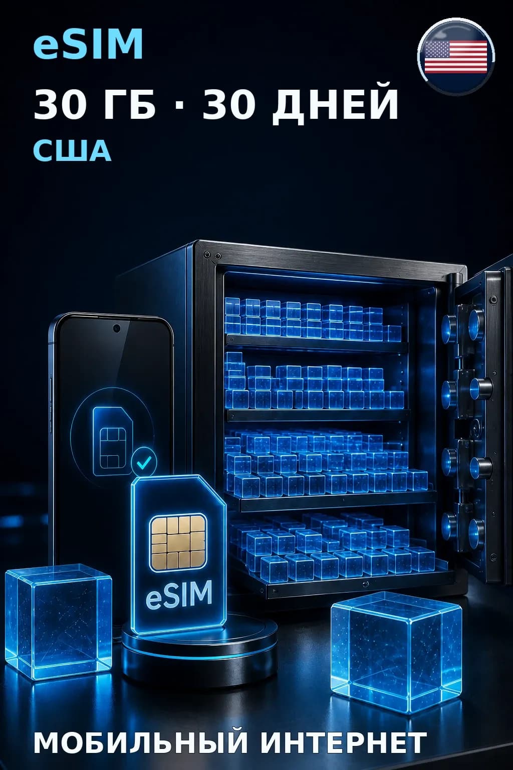 eSIM США — 30 ГБ, 30 дней — интернет