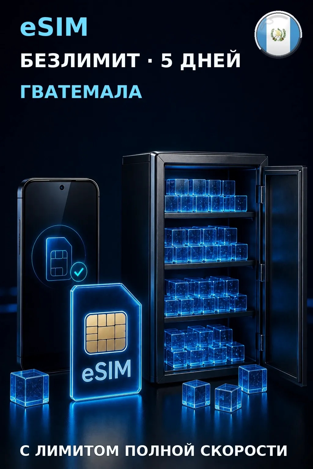 eSIM Гватемала — БЕЗЛИМИТ, 5 дней — интернет