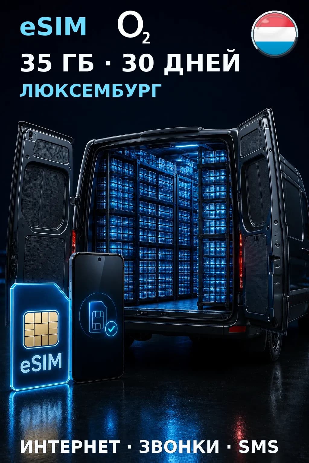 eSIM Люксембург — 35 ГБ, 30 дней — интернет, звонки и SMS