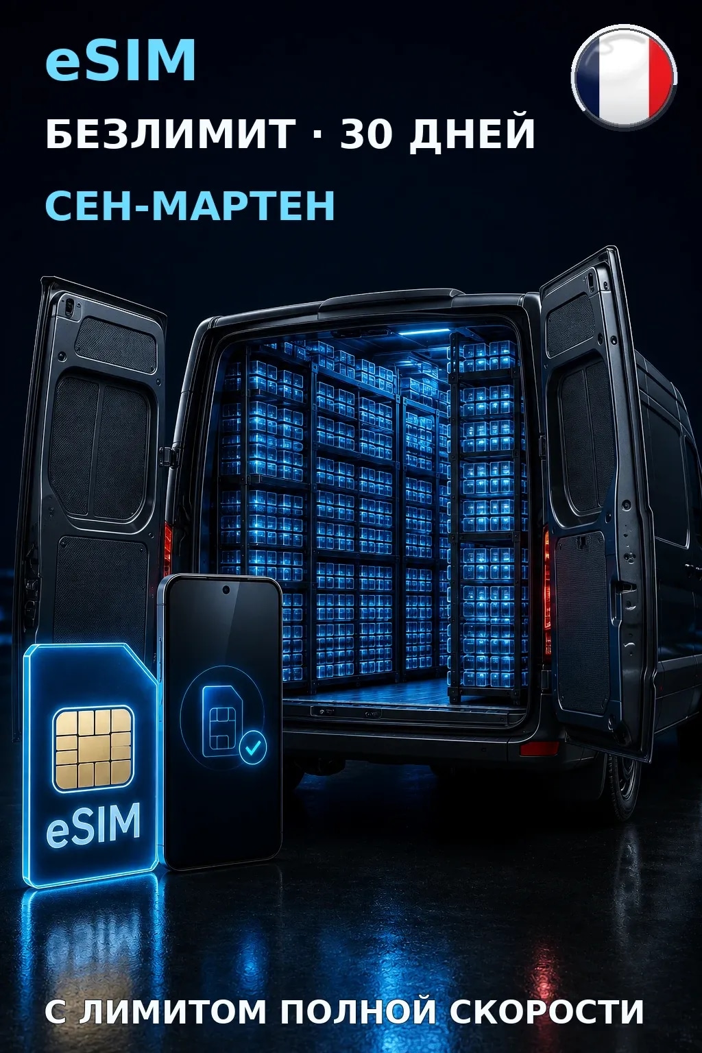 eSIM Сен-Мартен — БЕЗЛИМИТ, 30 дней — интернет