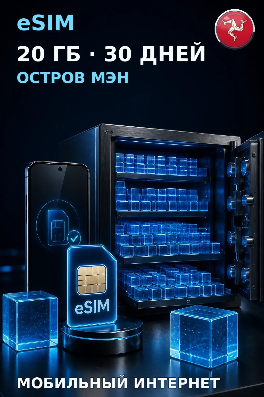 eSIM Остров Мэн — 20 ГБ, 30 дней — интернет