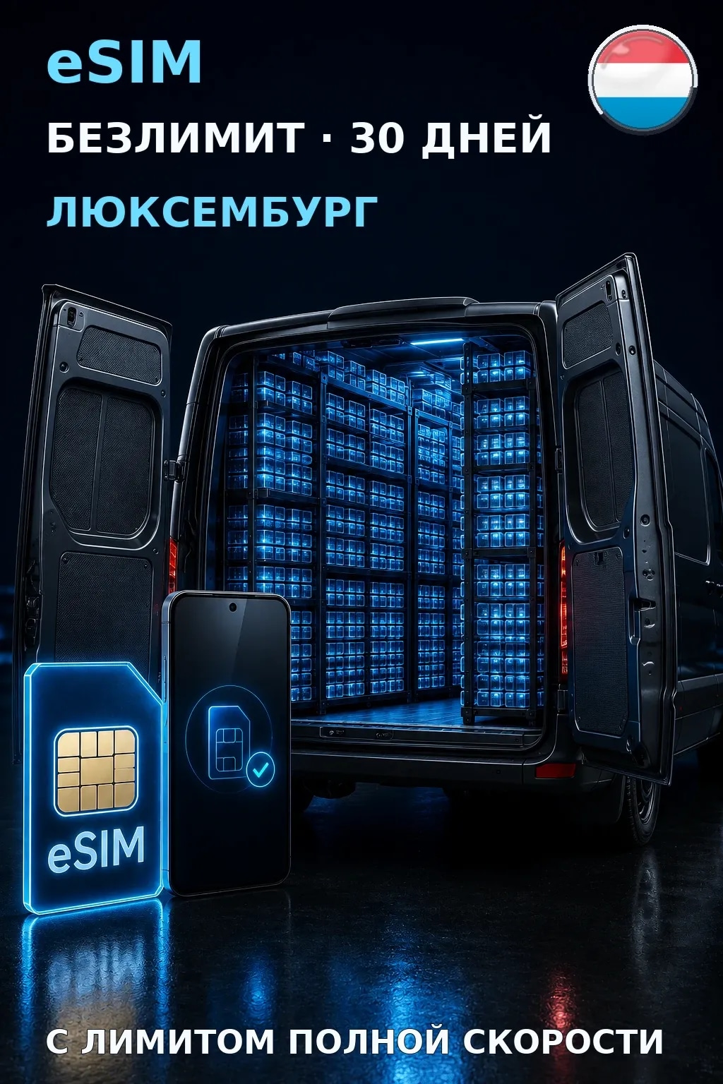 eSIM Люксембург — БЕЗЛИМИТ, 30 дней — интернет