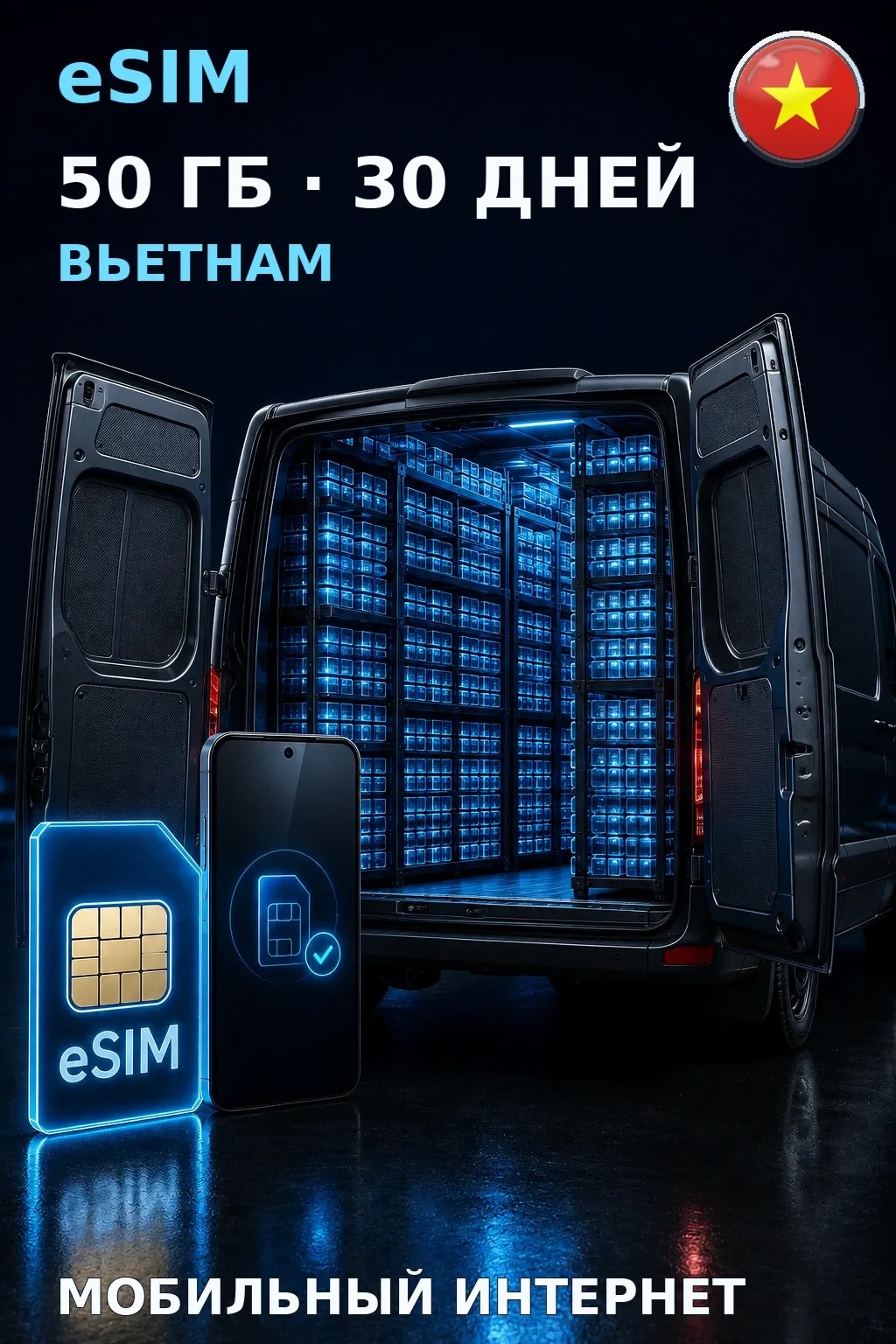 eSIM Вьетнам — 50 ГБ, 30 дней — интернет