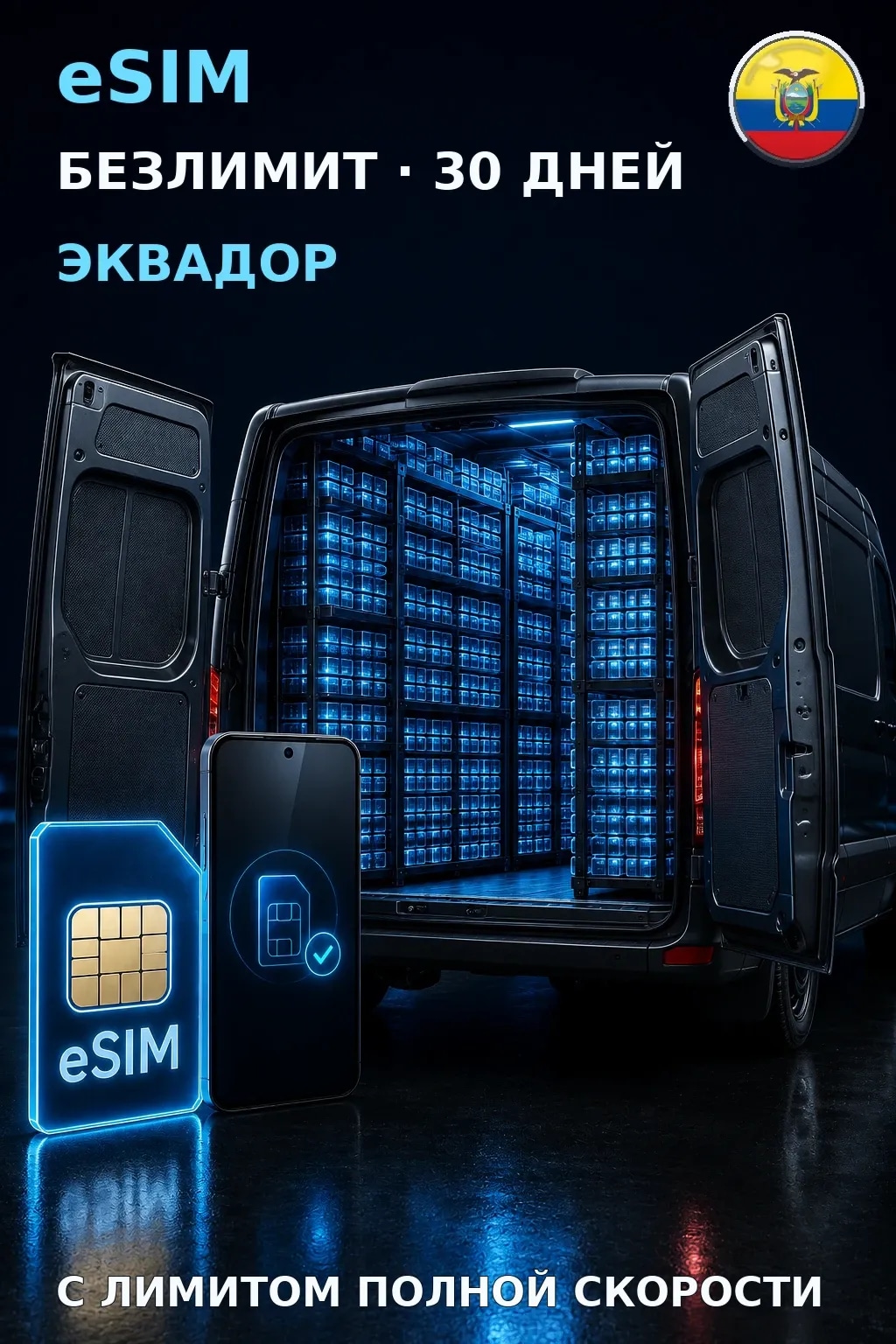 eSIM Эквадор — БЕЗЛИМИТ, 30 дней — интернет