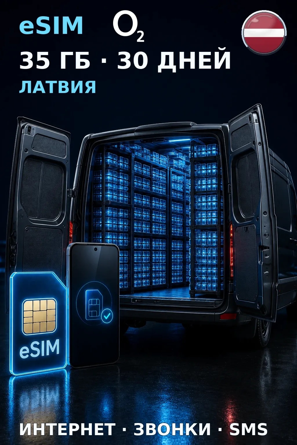 eSIM Латвия — 35 ГБ, 30 дней — интернет, звонки и SMS