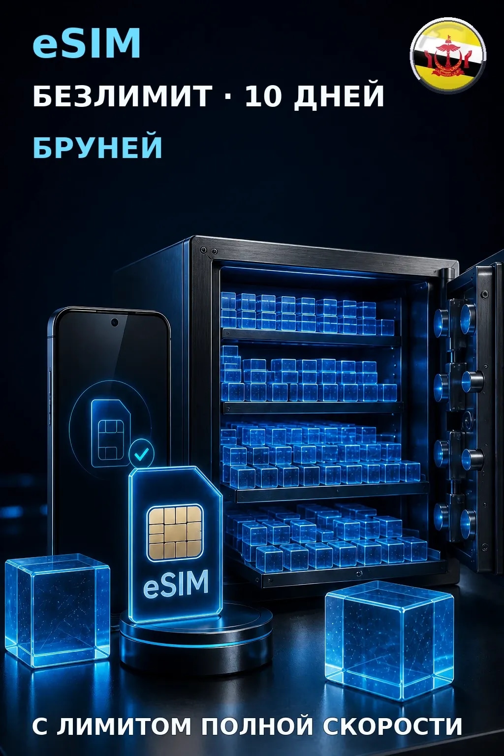 eSIM Бруней — БЕЗЛИМИТ, 10 дней — интернет